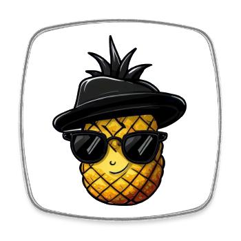 ananas gangster mafia kawaii - Viereckiger Kühlschrankmagnet - Weiß - Vorne