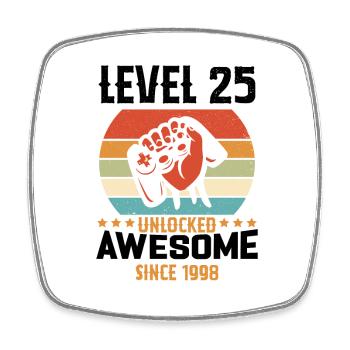 Level 25 Komplettes Geburtstagsgeschenk von 1998 - Viereckiger Kühlschrankmagnet - Weiß - Vorne