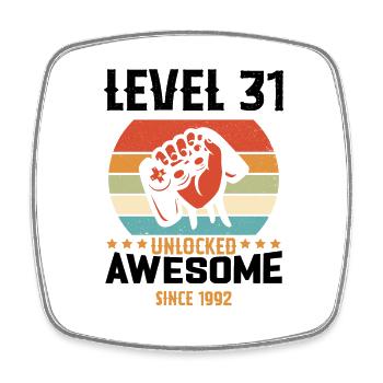 Level 31 komplettes Geburtstagsgeschenk von 1992 - Viereckiger Kühlschrankmagnet - Weiß - Vorne
