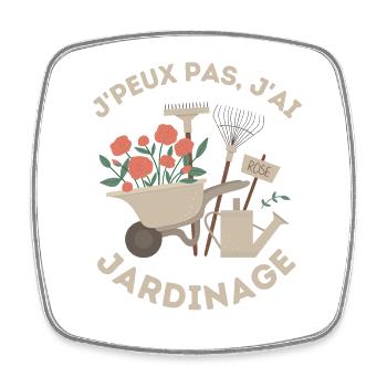 J'peux pas j'ai jardinage floral - Magnet carré - blanc - Devant