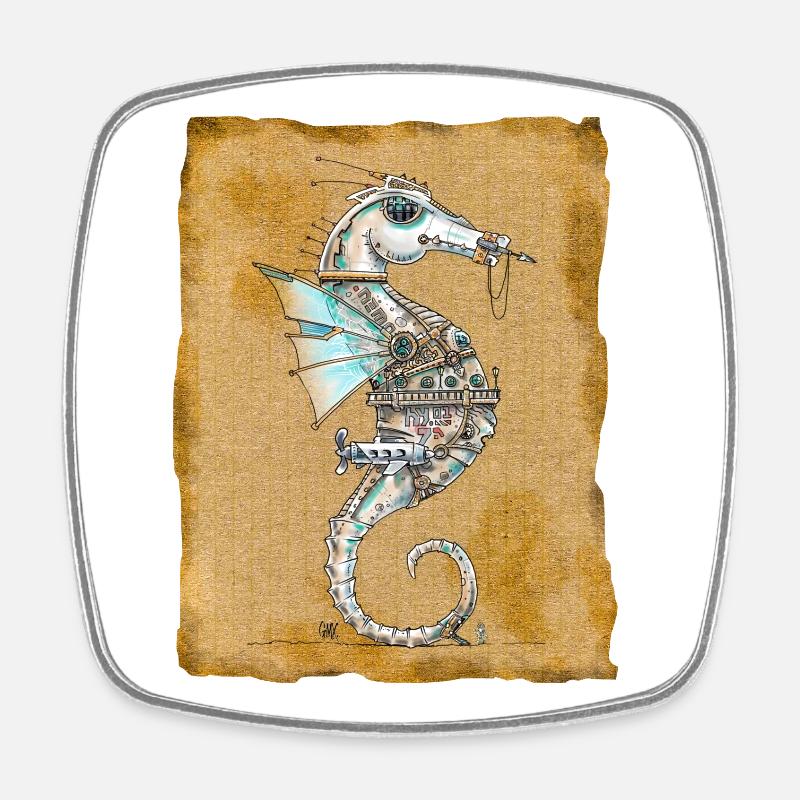 Seahorse Abyss'patrol by . Nemo - Square fridge magnet - white