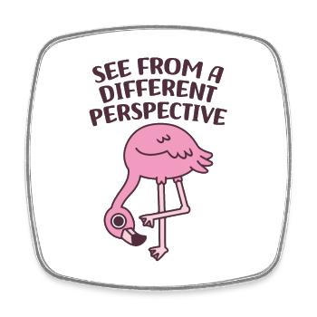 Cute Flamingo See From A Different Perspective - Square fridge magnet - white - Front
