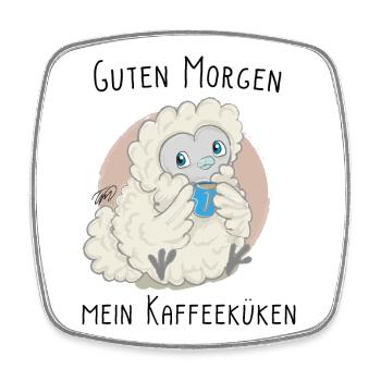 Lioba Seidenhuhn, Kaffeezeit - Viereckiger Kühlschrankmagnet - Weiß - Vorne