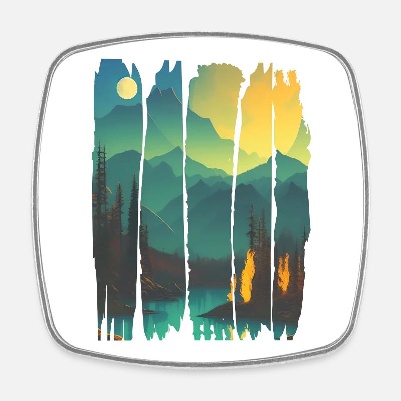 Landscape Campfire Forest - Square fridge magnet - white