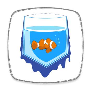 Poisson de poche - Magnet carré - blanc - Devant