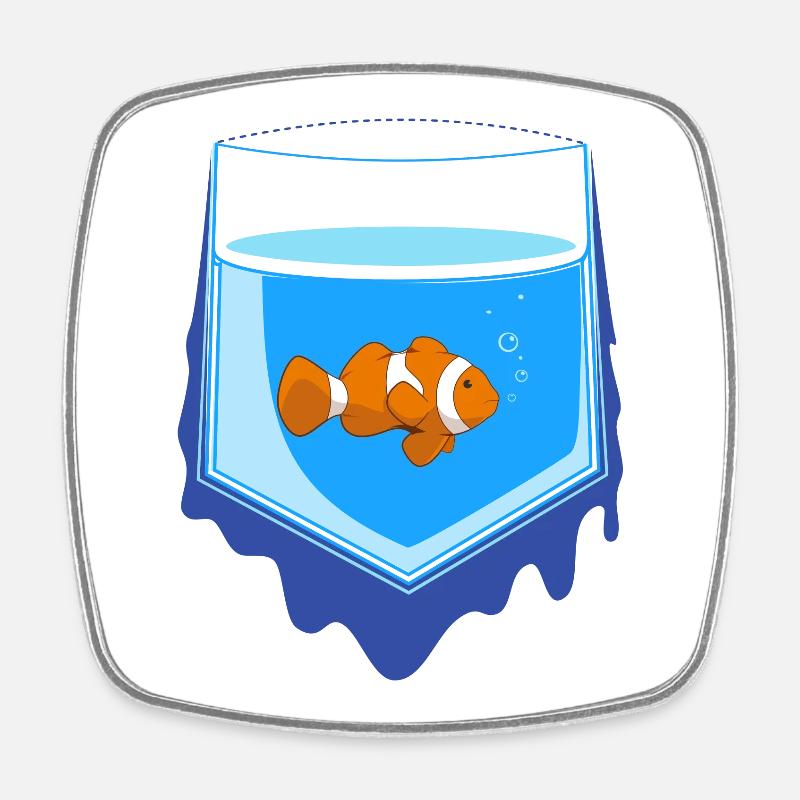 Pocket Fish - Square fridge magnet - white