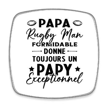 Papa Rugbyman Formidable Papy Exceptionnel Cadeau - Magnet carré - blanc - Devant