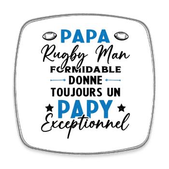 Papa Rugbyman Formidable Papy Exceptionnel Cadeau - Magnet carré - blanc - Devant