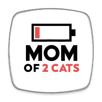 mutter von 2 katzen humor batterie niedrig geschenk - Viereckiger Kühlschrankmagnet - Weiß - Vorne