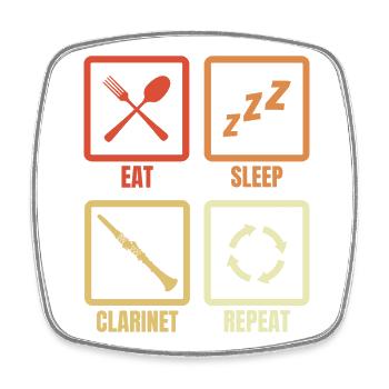 Répétition de clarinette de sommeil alimentaire - Magnet carré - blanc - Devant
