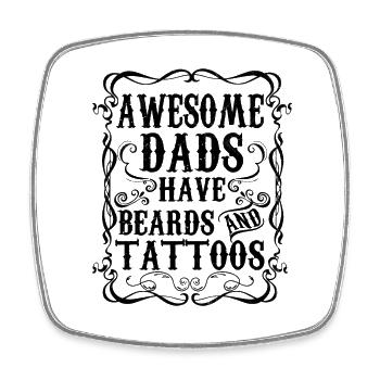 Cadeau Papa Tatoués et Barbus Humour Tatoueurs - Magnet carré - blanc - Devant