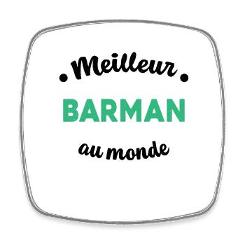 Le meilleur barman au monde Cadeau Papa Papi Homme - Magnet carré - blanc - Devant