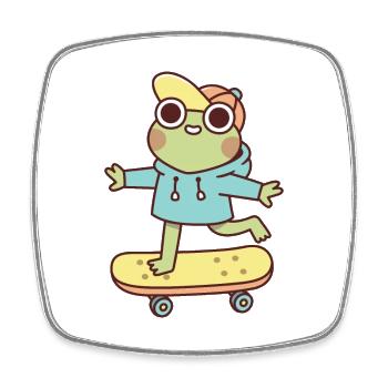 Niedlicher Frosch auf Skateboard - Viereckiger Kühlschrankmagnet - Weiß - Vorne