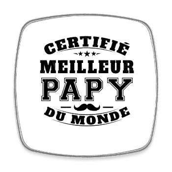 Certifié meilleur Papy du Monde Cadeau Papy - Magnet carré - blanc - Devant