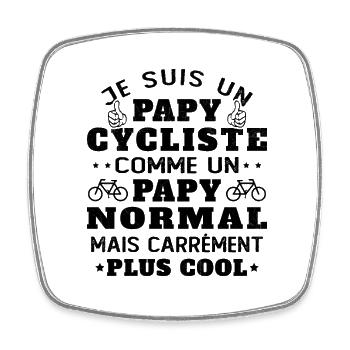 Papy Cycliste Cadeau Vélo Humor Grands-Parents - Magnet carré - blanc - Devant