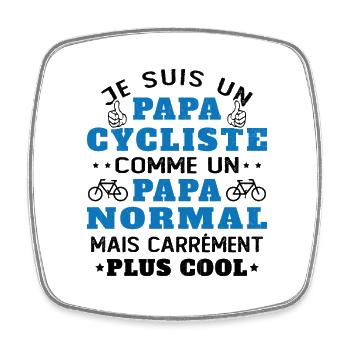 Papa Cycliste Cadeau Vélo Humor Fête des Pères - Magnet carré - blanc - Devant