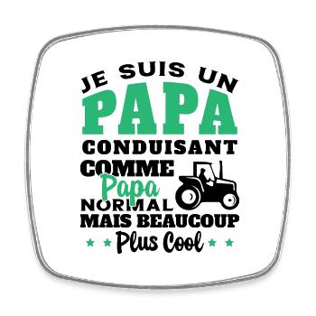 Papa Conduisant Le Tracteur Père Agriculteur Cool - Magnet carré - blanc - Devant