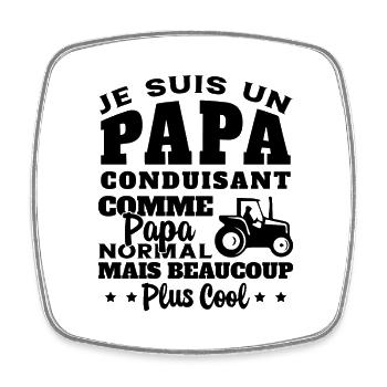 Papa Conduisant Le Tracteur Père Agriculteur Cool - Magnet carré - blanc - Devant