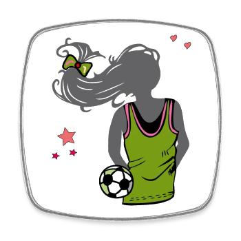 Football Féminin, Football, Fille - Magnet carré - blanc - Devant