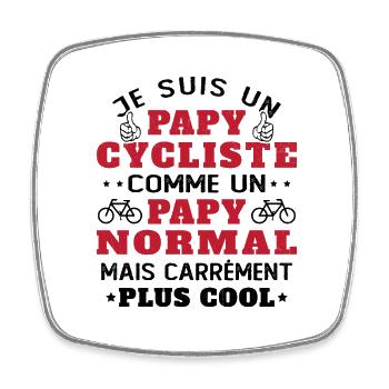 Papy Cycliste Cadeau Vélo Humor Grands-Parents - Magnet carré - blanc - Devant