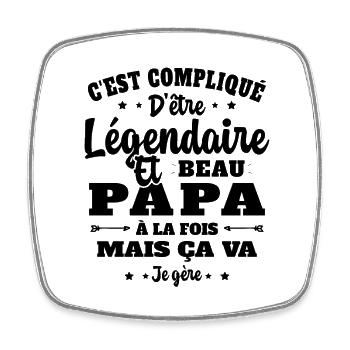 Légendaire et Beau Papa Cadeau Papa de l'année - Magnet carré - blanc - Devant