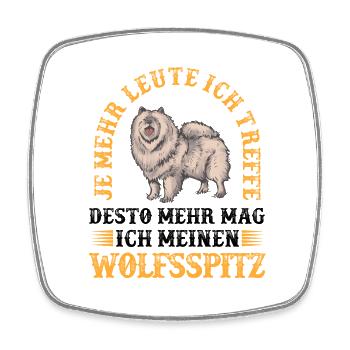 Wolfsspitz mehr mögen Deutscher Keeshond - Viereckiger Kühlschrankmagnet - Weiß - Vorne