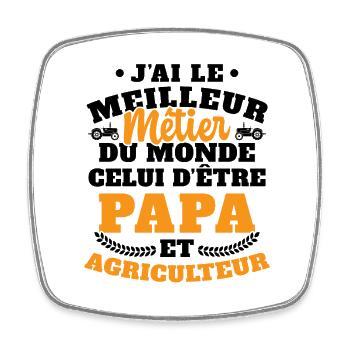 Humour Papa Tracteur Agriculteur Fermier - Magnet carré - blanc - Devant