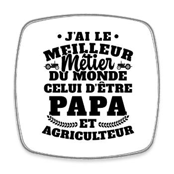 Humour Papa Tracteur Agriculteur Fermier - Magnet carré - blanc - Devant