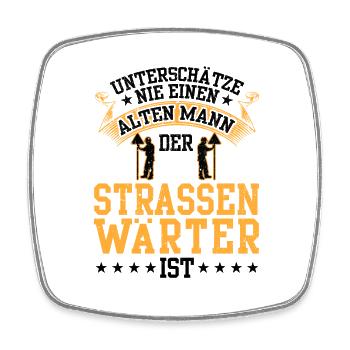 Alter Mann der Straßenwärter ist Straßenbauer - Viereckiger Kühlschrankmagnet - Weiß - Vorne