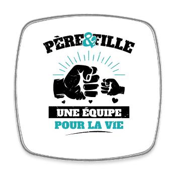 Père et Fille Cadeau Humour Fete des Pères - Magnet carré - blanc - Devant
