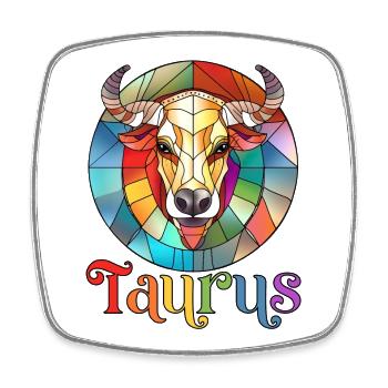 Stier, Sternzeichen, Horoskop - Viereckiger Kühlschrankmagnet - Weiß - Vorne