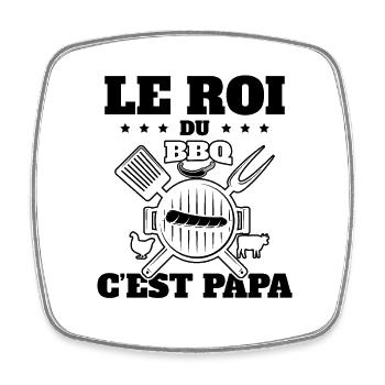 Le Roi Du Bbq C'est Papa Fête Des Pères Cadeau Bbq - Magnet carré - blanc - Devant