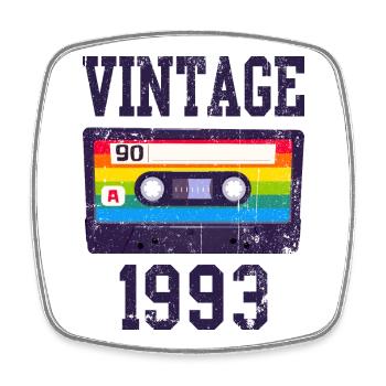 Cassette arc-en-ciel vintage 1993 - Magnet carré - blanc - Devant