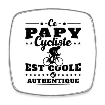 Ce papy cycliste est coole et authentique - Magnet carré - blanc - Devant