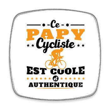 Ce papy cycliste est coole et authentique - Magnet carré - blanc - Devant