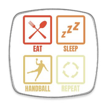 Nourriture, sommeil, handball, répétition - Magnet carré - blanc - Devant