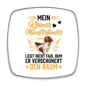 Kleiner Münsterländer liegt nicht faul rum - Viereckiger Kühlschrankmagnet - Weiß - Vorne