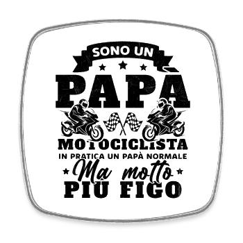 Un père motard et un père normal plus cool - Magnet carré - blanc - Devant