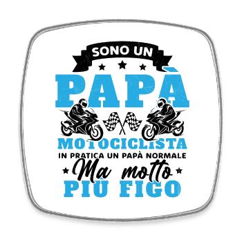 Un père motard et un père normal plus cool - Magnet carré - blanc - Devant
