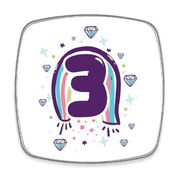 Three Rainbow Gem Emblem - Square fridge magnet - white - Front