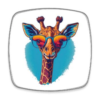 Girafe avec une vue dégagée - Magnet carré - blanc - Devant