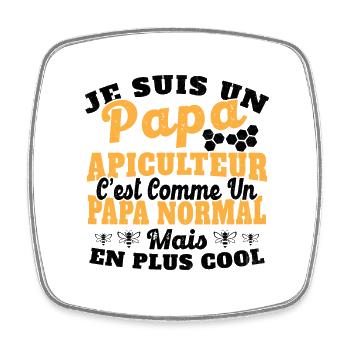 Papa et apiculteur - Magnet carré - blanc - Devant