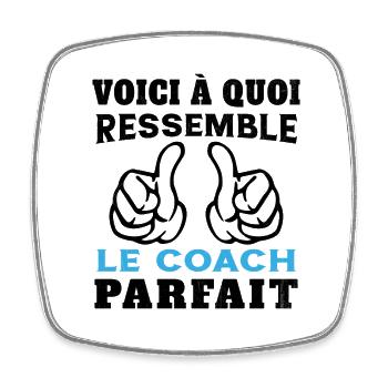 Coach parfait - Humour Cadeau pour coach sportif - Magnet carré - blanc - Devant