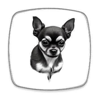 Mignon Chihuahua à poil court - Magnet carré - blanc - Devant