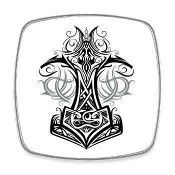 Thors Hammer Mjolnir Wikinger Symbol - Viereckiger Kühlschrankmagnet - Weiß - Vorne