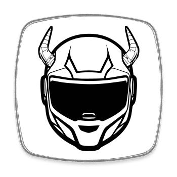 Casque de moto de motocross avec deux cornes - Magnet carré - blanc - Devant