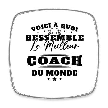 Meilleur Coach de Hand, Rugby, Foot Humour Cadeau - Magnet carré - blanc - Devant
