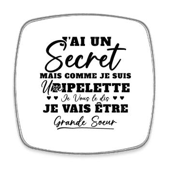 Je Vais Être Grande Soeur Pipelette Cadeau Humour - Magnet carré - blanc - Devant