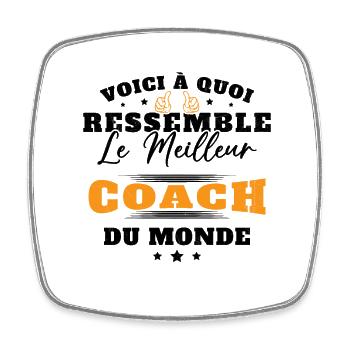 Meilleur Coach de Hand, Rugby, Foot Humour Cadeau - Magnet carré - blanc - Devant