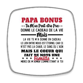 Papa Bonus Cadeau Humour Fête des pères - Magnet carré - blanc - Devant